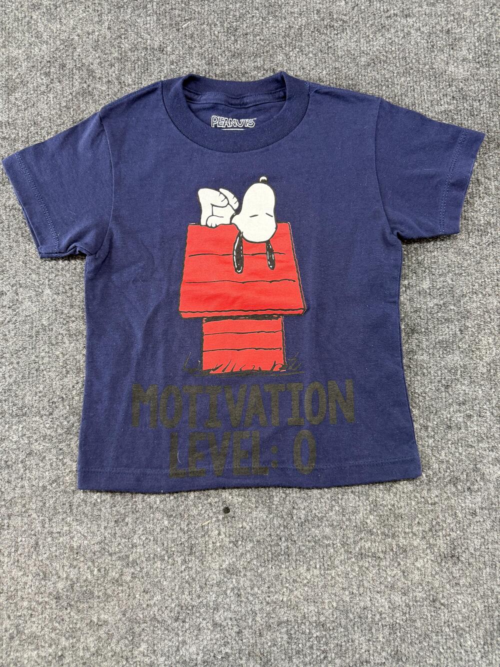 Peanuts Shirt Boys 4T Blue Snoopy Motivation Level 0 Graphic Tee Top Cartoon